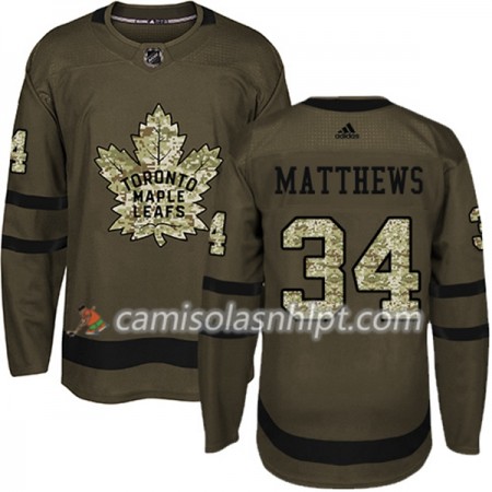 Camisola Toronto Maple Leafs Auston Matthews 34 Adidas 2017-2018 Camo Verde Authentic - Homem